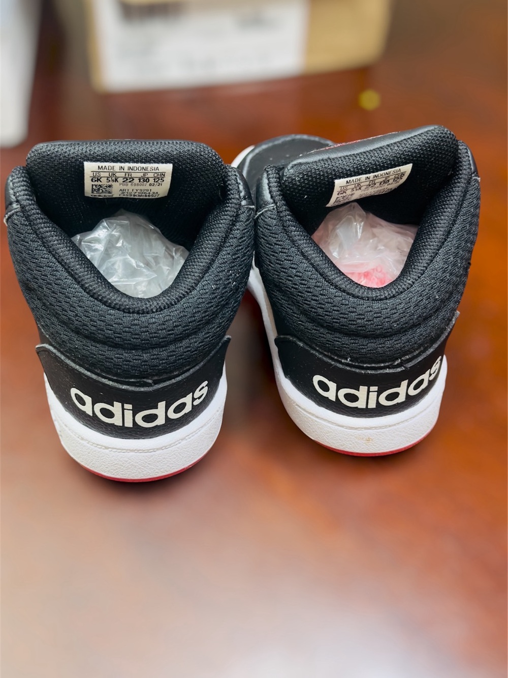 adidas Kids Black and Red Low-Top Velcro Sneakers - Picture 3 of 3